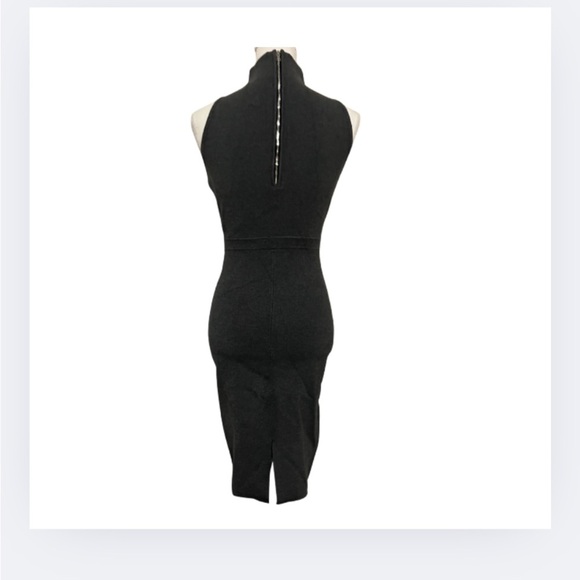 Milly Sleeveless Shirred Side Mock Neck Knit Sheath Dress Gray Women's Size S - Picture 6 of 6